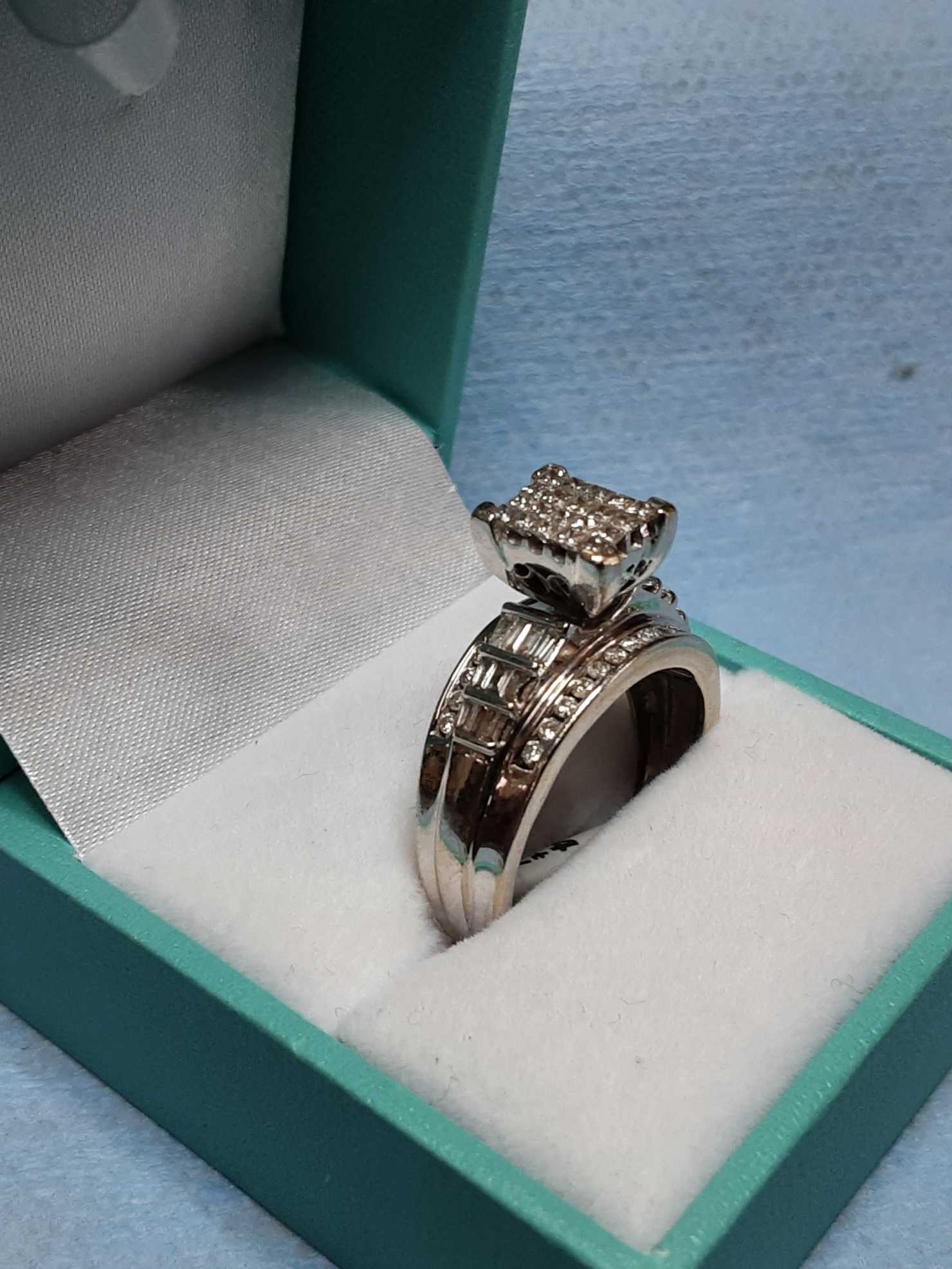 Ring - Engagement Set - White Gold 14k (.585) 6.5 grams Size 9.5