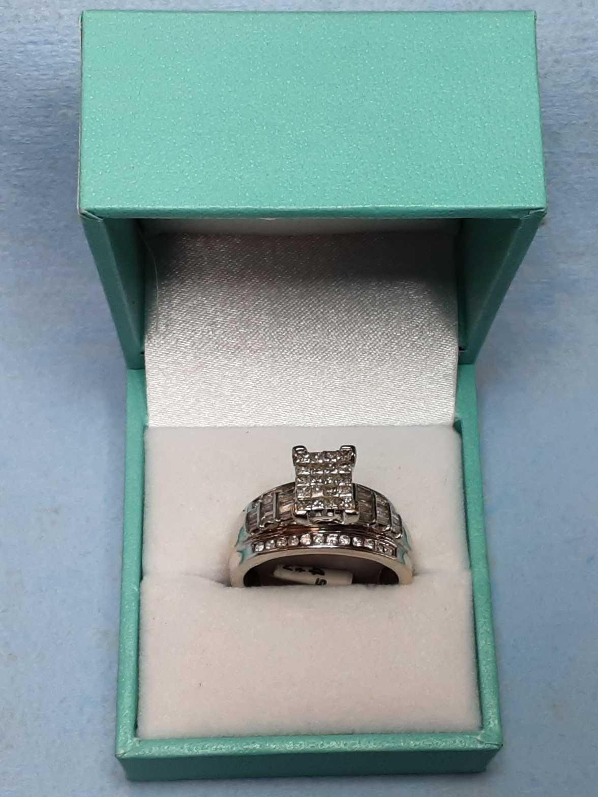 Ring - Engagement Set - White Gold 14k (.585) 6.5 grams Size 9.5 - Image 2