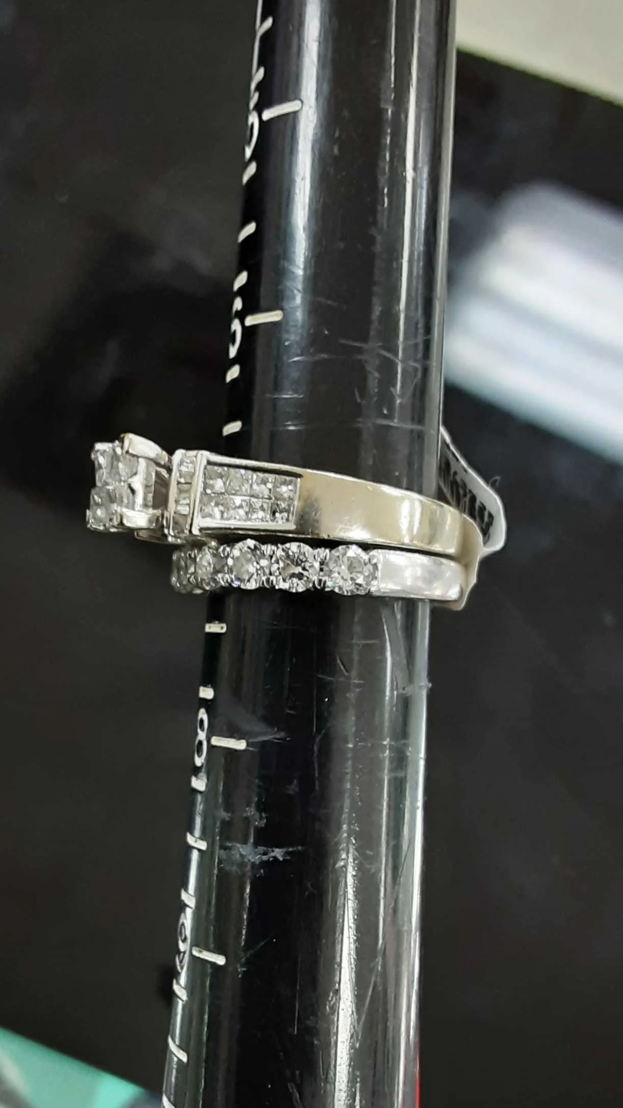 Ring - Wedding Set - White Gold 14k (.585) 9.6 grams Size 7.5 - Image 2
