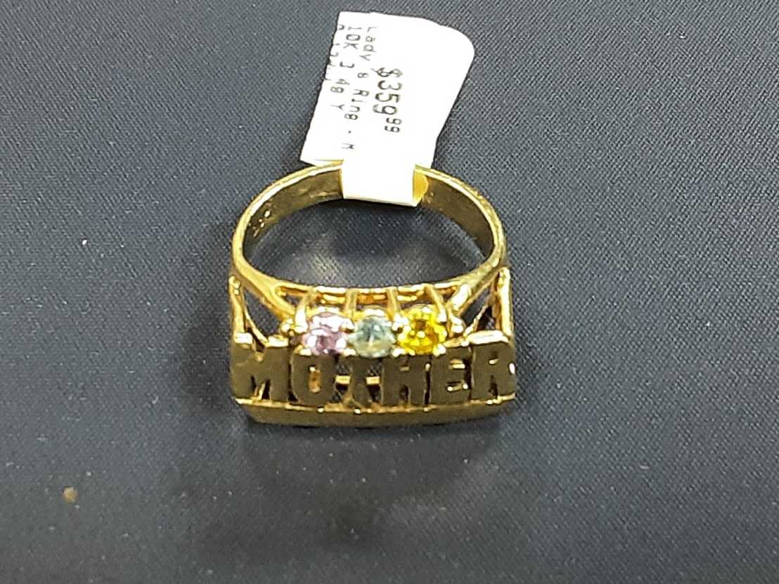 Women's Ring - Mother's - Yellow Gold 10k (.417) 3.4 grams Size 7 - Image 2